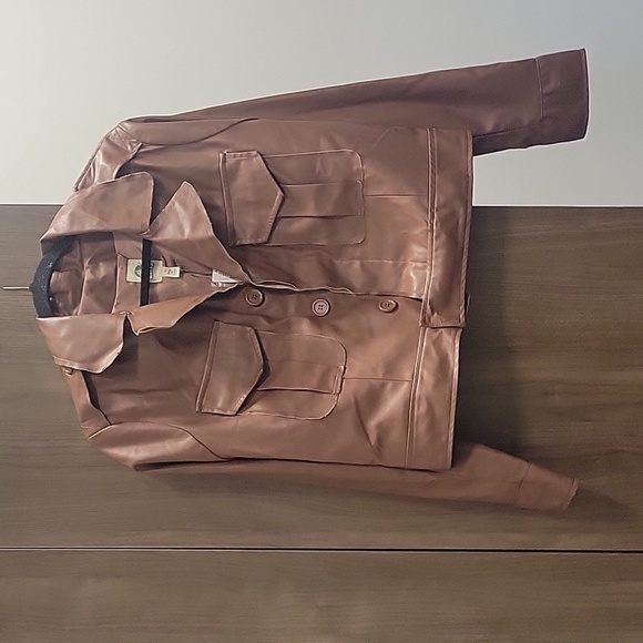 Anthropologie x Tiny Chocolate Faux Leather Trucker Button Jacket-NWT-Si… - Picture 5 of 17